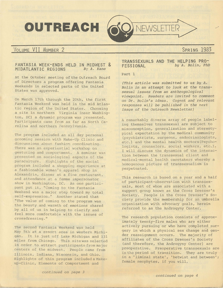 Download the full-sized PDF of Outreach Newsletter Vol. 7 No. 2 (Spring 1983)