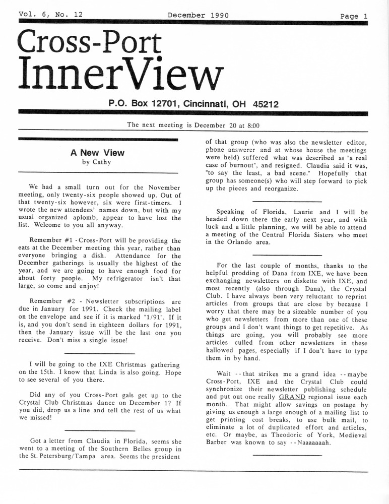 Download the full-sized PDF of Cross-Port InnerView, Vol. 6 No. 12 (December, 1990)