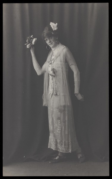 Download the full-sized image of Ralph Mellor in drag. Photographic postcard by L.S. Langfier, 19--.