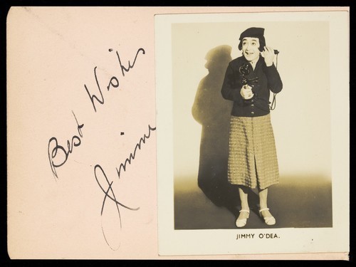 Download the full-sized image of Jimmy O'Dea in character as Mrs. Biddy Mulligan. Photograph, 195-.