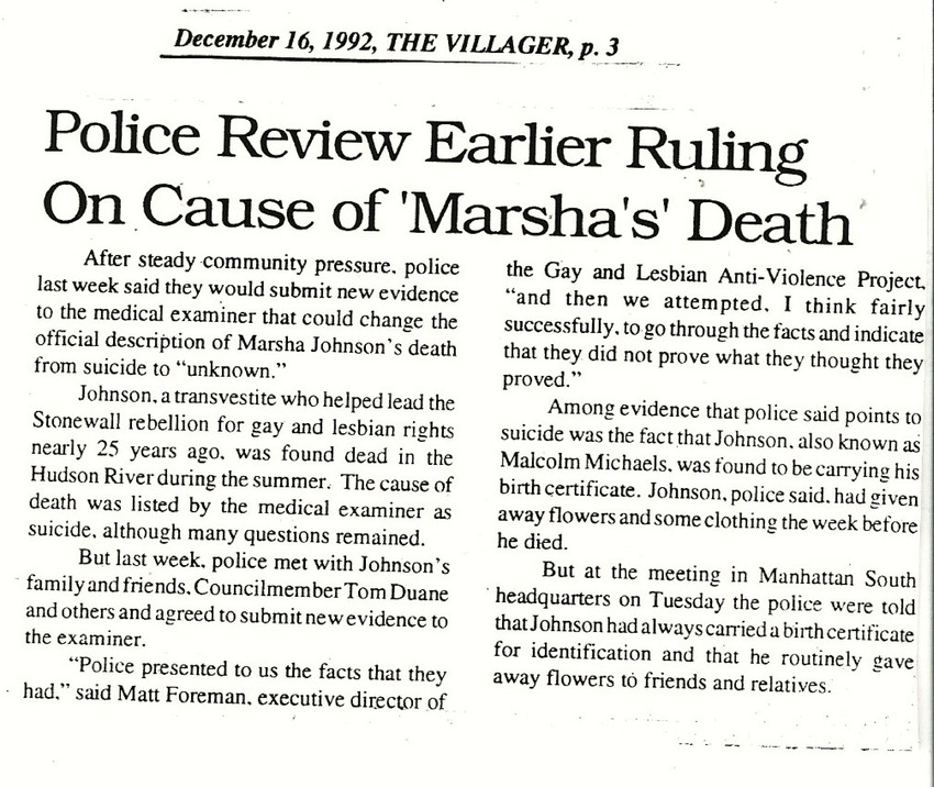 Download the full-sized PDF of Police Review Earlier Ruling on Cause of 'Marsha's' Death