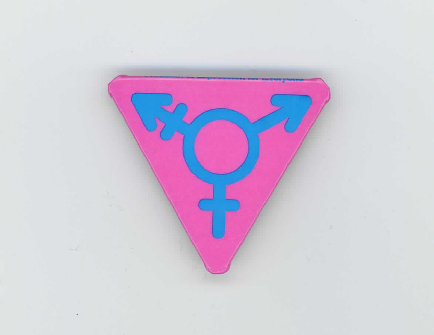 Download the full-sized PDF of Transgender Symbol on Pink Triangle Pin