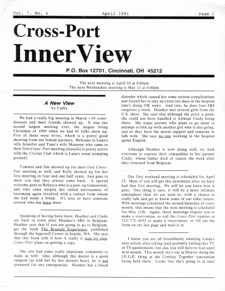 Download the full-sized PDF of Cross-Port InnerView, Vol. 7 No. 4 (April, 1991)