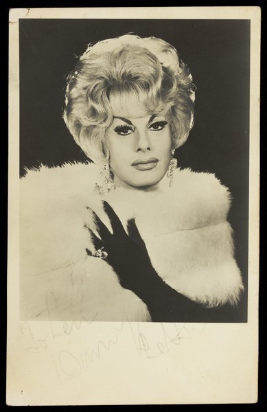 Download the full-sized image of Danny La Rue in drag. Photograph, 196-.