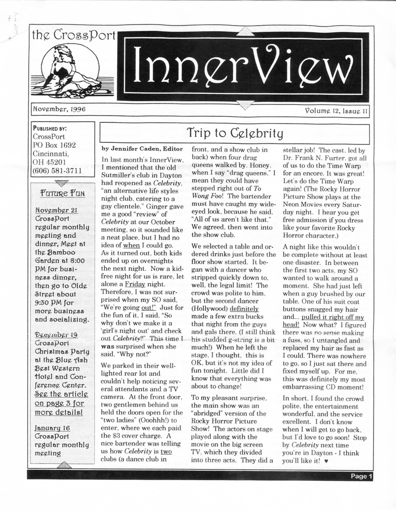 Download the full-sized PDF of Cross-Port InnerView, Vol. 12 No. 11 (November, 1996)