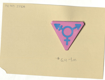 Download the full-sized PDF of Triangular Pink Pin with Blue Transgender Symbol