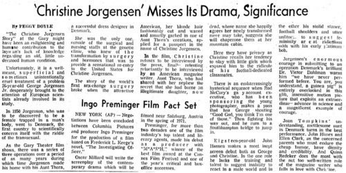 Download the full-sized image of 'Christine Jorgensen' Misses Its Drama, Significance
