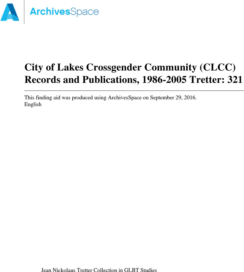 Download the full-sized PDF of City of Lakes Crossgender Community (CLCC) Records and Publications, 1986-2005