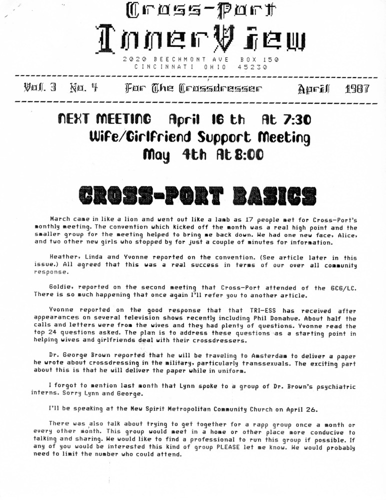 Download the full-sized PDF of Cross-Port InnerView, Vol. 3 No. 4 (April, 1987)