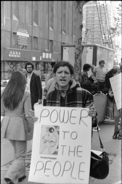 Download the full-sized image of Sylvia Rivera at Gay Liberation Front's Demonstration at Bellevue Hospital, 1970