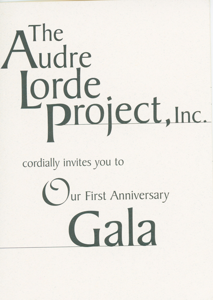 Download the full-sized PDF of Program for The Audre Lorde Project First Anniversary Gala