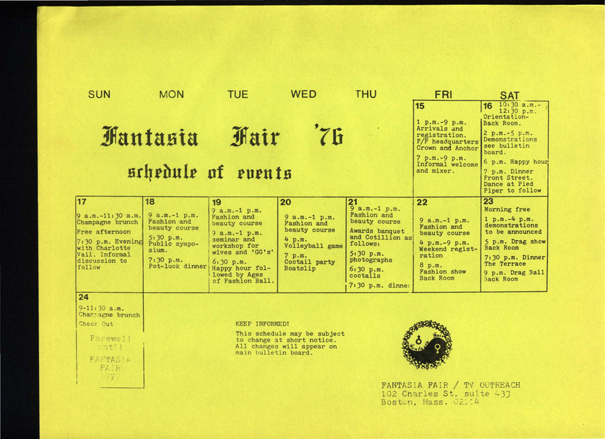Download the full-sized PDF of Fantasia Fair Schedule of Events (1976)