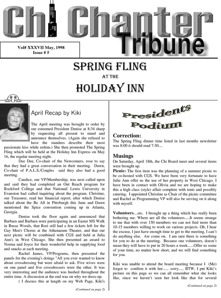 Download the full-sized PDF of Chi Chapter Tribune Vol. 37 Iss. 05 (May, 1998)