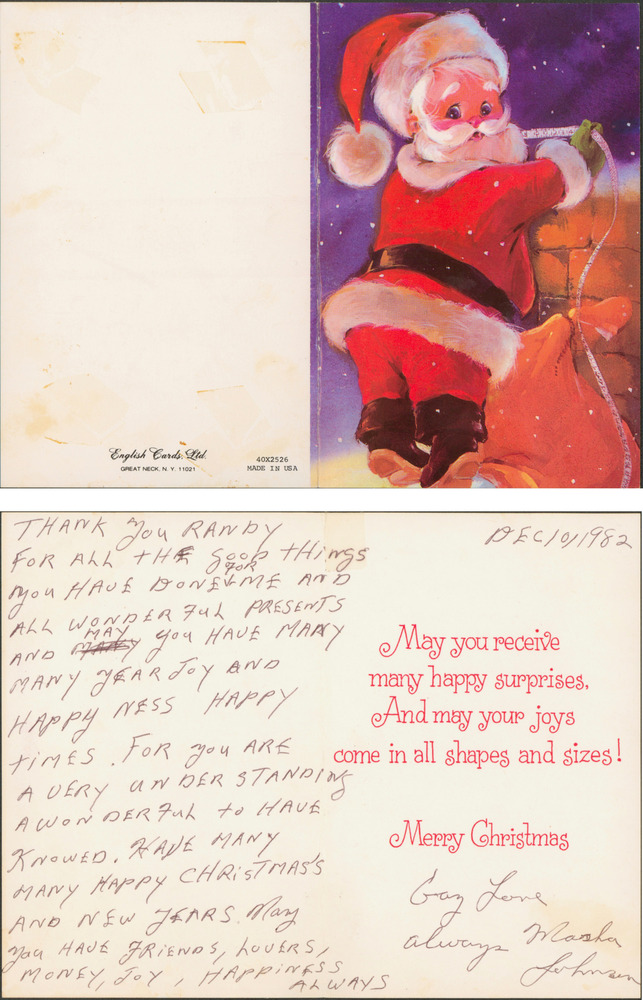 Download the full-sized PDF of A Christmas Card From Marsha P. Johnson to Randy Wicker
