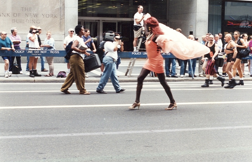 Download the full-sized image of A Photograph of Cocoa Rodriguez Walking in the 1995 Pride Parade