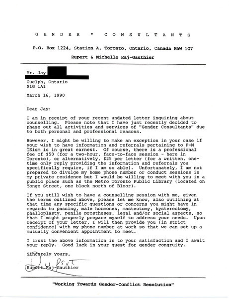 Download the full-sized image of Letter from Rupert Raj to Jay (Mar. 16, 1990)