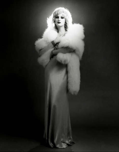 Download the full-sized image of Candy Darling posing in gown and fur (1)
