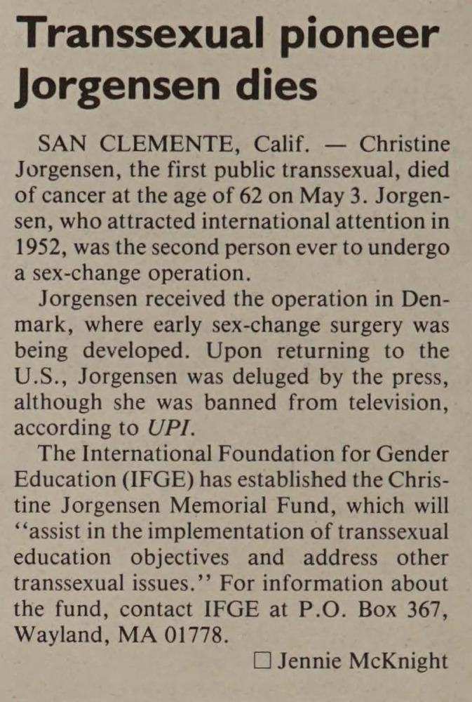 Download the full-sized PDF of Transsexual pioneer Jorgenson dies