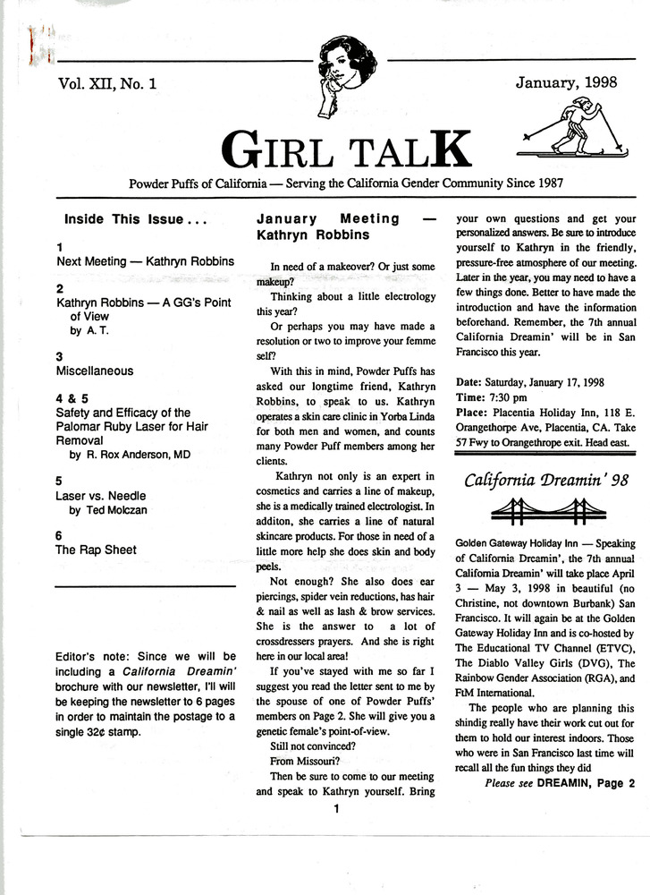 Download the full-sized PDF of Girl Talk, Vol. 12 No.1 (January, 1998)