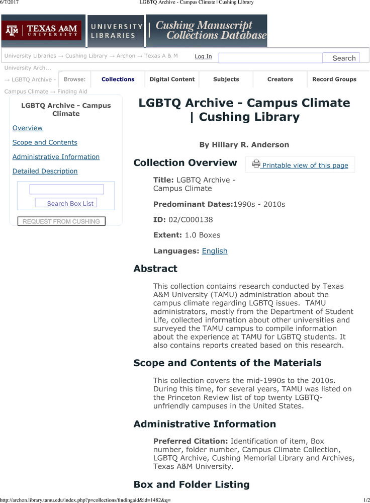 Download the full-sized PDF of LGBTQ Archive - Campus Climate