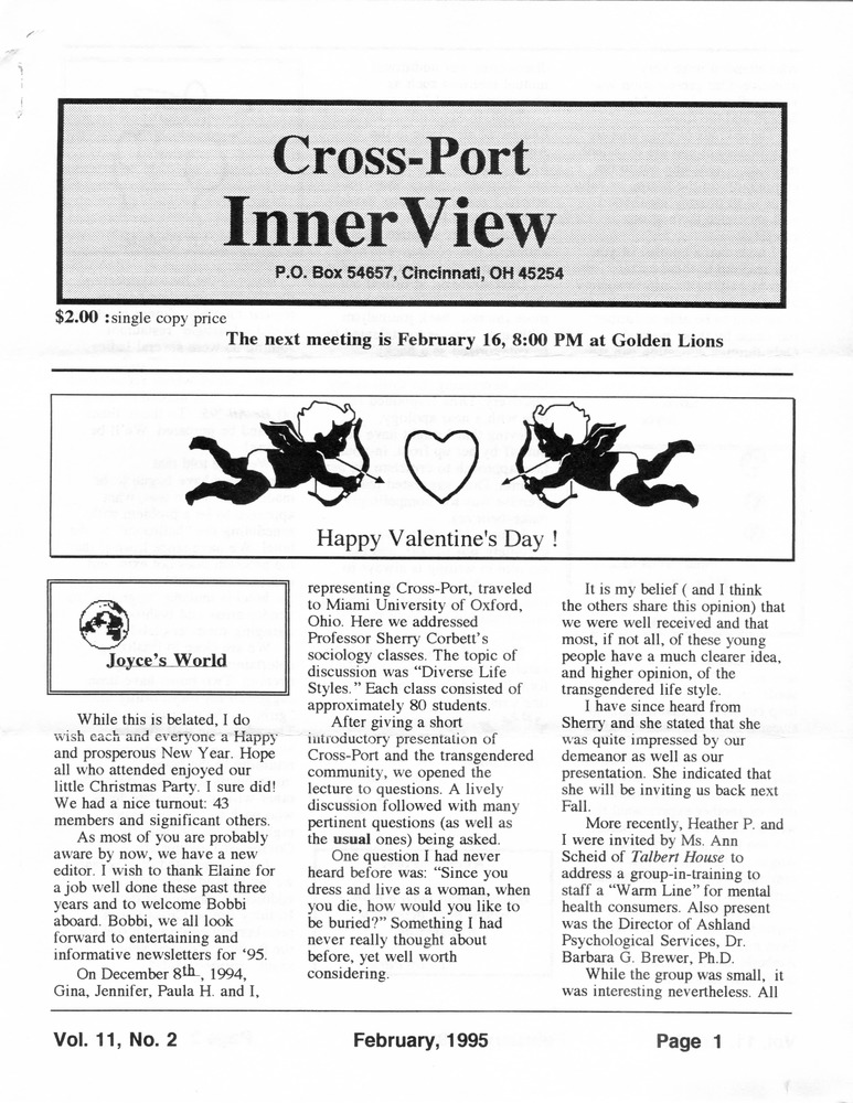 Download the full-sized PDF of Cross-Port InnerView, Vol. 11 No. 2 (February, 1995)