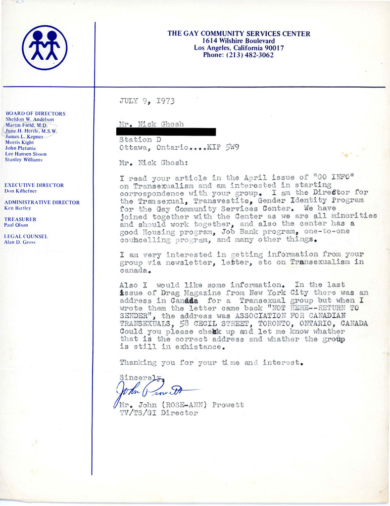 Download the full-sized PDF of Letter from John Prowett to Rupert Raj (July 9, 1973)