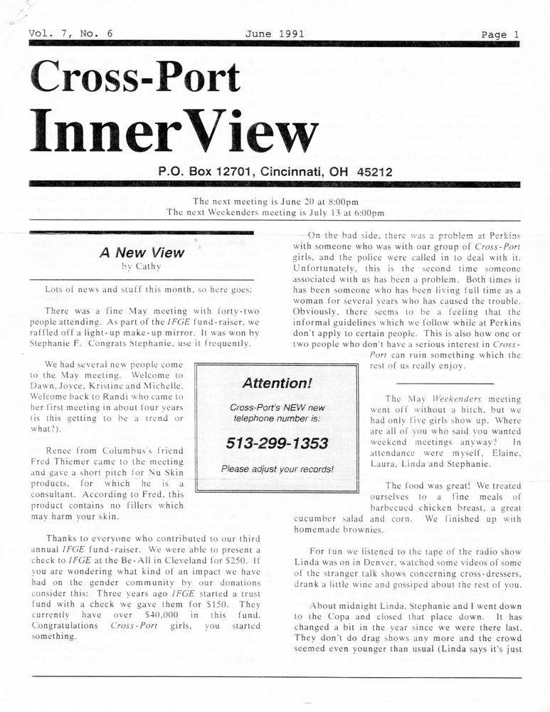 Download the full-sized PDF of Cross-Port InnerView, Vol. 7 No. 6 (June, 1991)