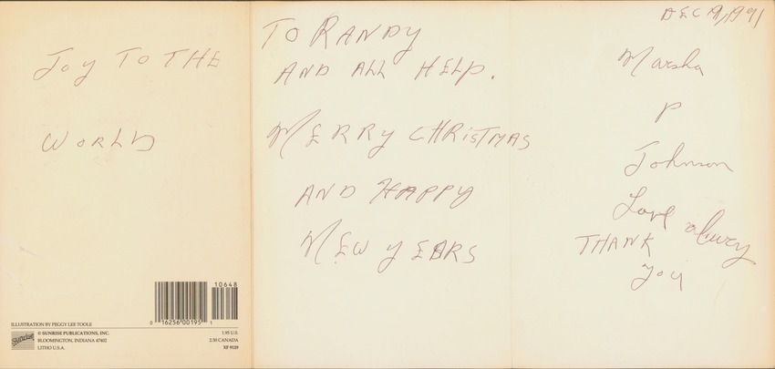Download the full-sized PDF of A Holiday Card From Marsha P. Johnson to Randy Wicker