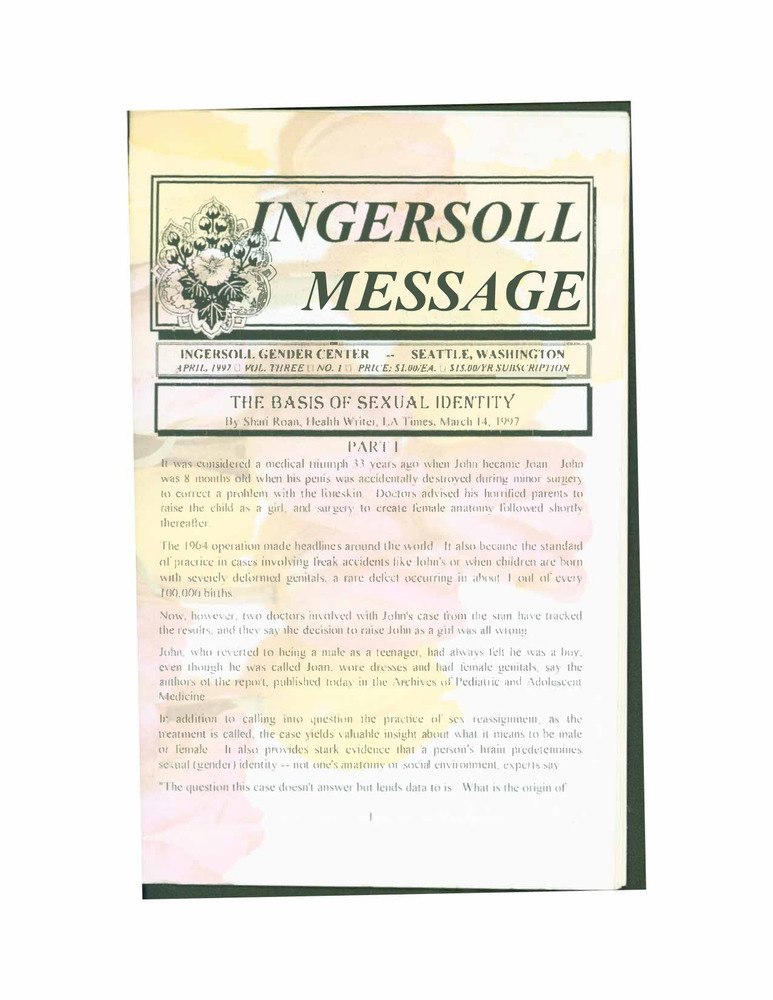 Download the full-sized PDF of The Ingersoll Message, Vol. 3 No. 1 (April, 1997)