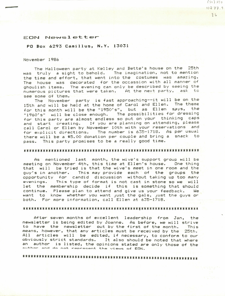 Download the full-sized PDF of EON Newsletter (November, 1986)