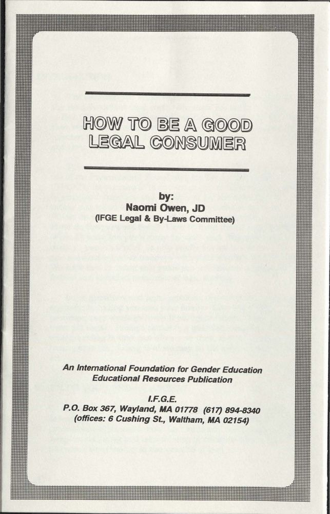 Download the full-sized PDF of How to be a Good Legal Consumer