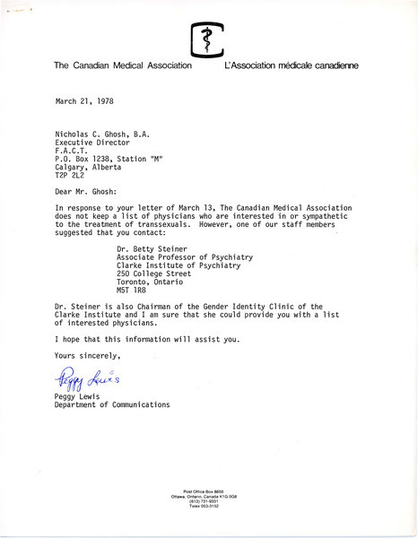 Download the full-sized image of Letter from Peggy Lewis to Rupert Raj (March 21, 1978)