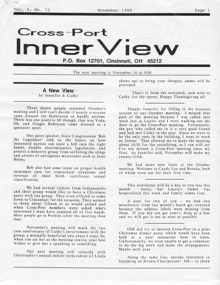 Download the full-sized PDF of Cross-Port InnerView, Vol. 5 No. 11 (November, 1989)