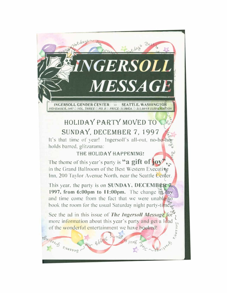 Download the full-sized PDF of The Ingersoll Message, Vol. 3 No. 8 (November, 1997)