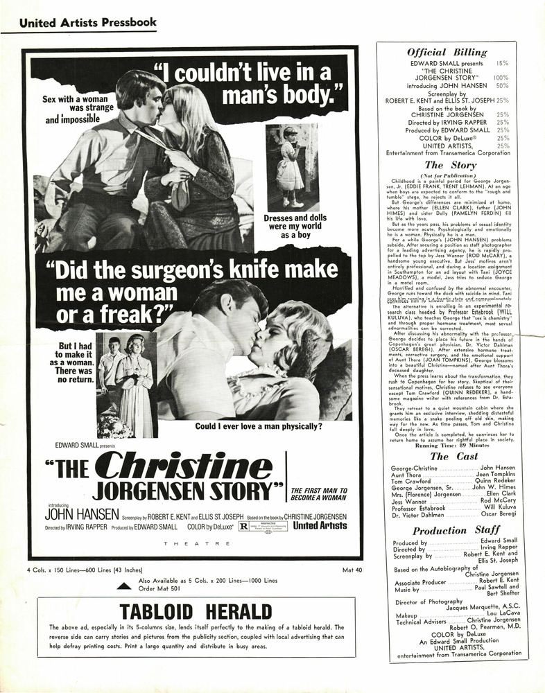 Download the full-sized PDF of "The Christine Jorgenson Story" Movie Pressbook