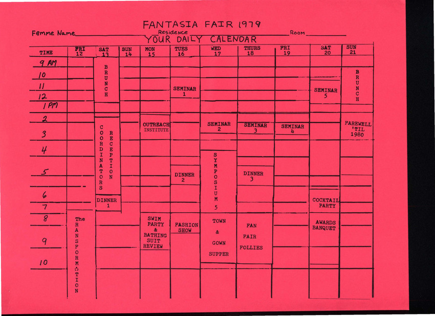 Download the full-sized PDF of Fantasia Fair "Your Daily Calendar" (1979)