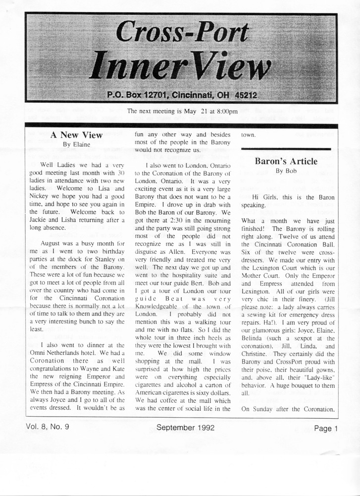 Download the full-sized PDF of Cross-Port InnerView, Vol. 8 No. 9 (September, 1992)