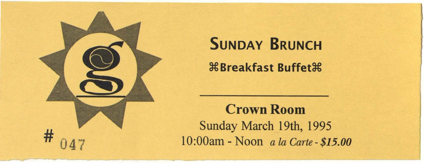 Download the full-sized PDF of Sunday Brunch Breakfast Buffet Ticket