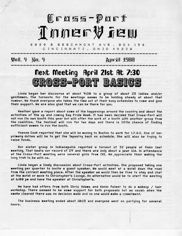 Download the full-sized PDF of Cross-Port InnerView, Vol. 4 No. 4 (April, 1988) 