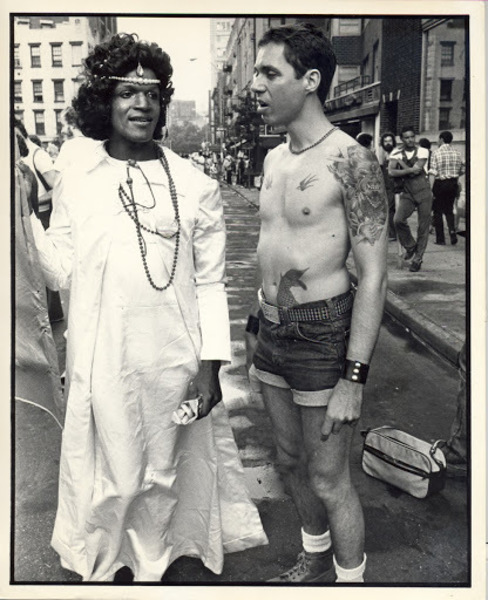 Download the full-sized image of Marsha P. Johnson at the Christopher Street Liberation Day Parade, 1975
