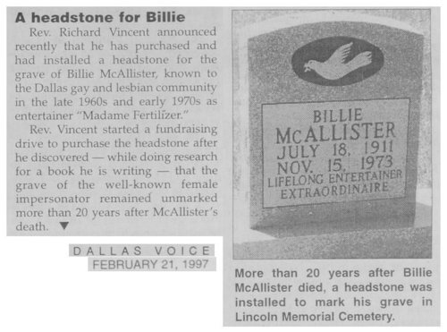 Download the full-sized image of A Headstone for Billie (February 21, 1997)