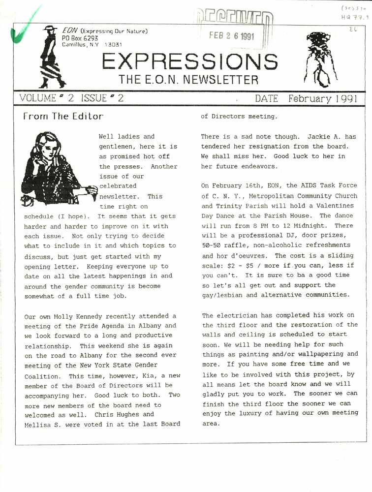 Download the full-sized PDF of Expressions: The EON Newsletter Vol. 2 Issue 2 (February, 1991)