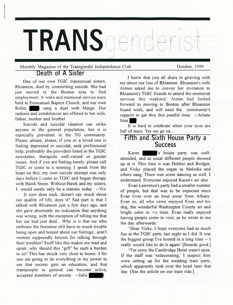 Download the full-sized PDF of The Transgenderist (October, 1999)