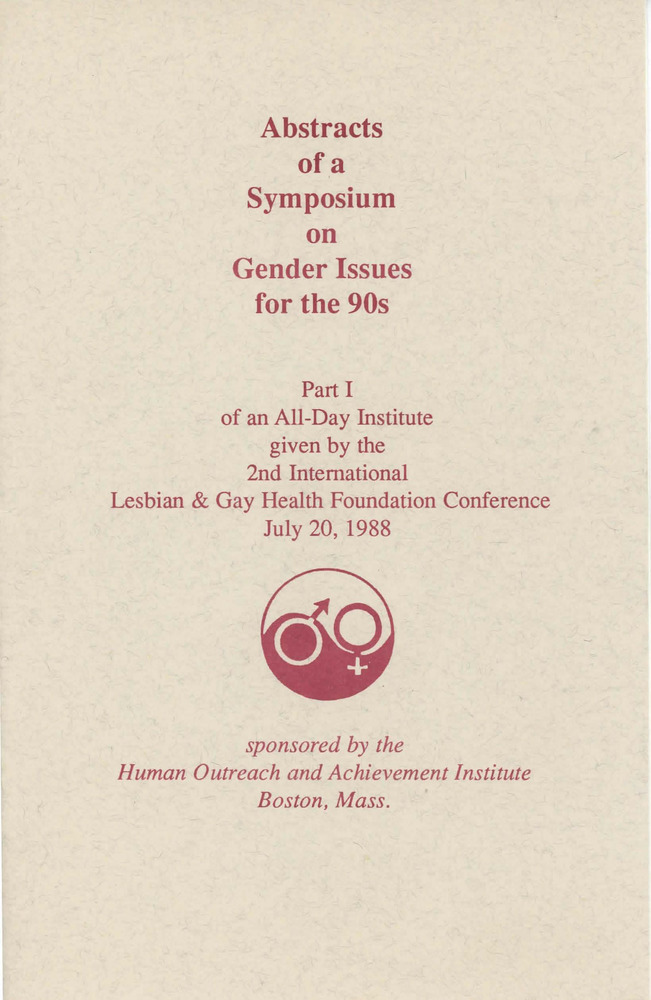 Download the full-sized PDF of Abstracts of a Symposium on Gender Issues for the 90s (Jul. 20, 1988)
