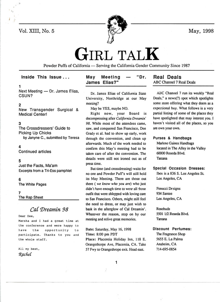 Download the full-sized PDF of Girl Talk, Vol. 13 No. 5 (May, 1998)