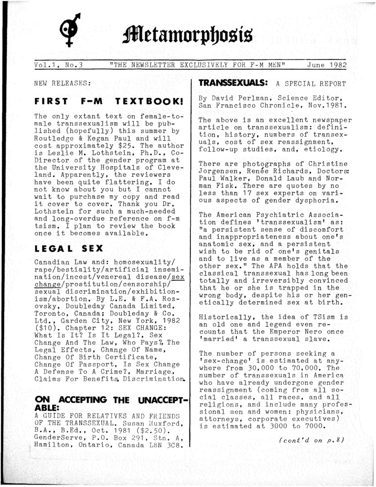 Download the full-sized PDF of Metamorphosis Vol. 1, No. 3 (June 1982)