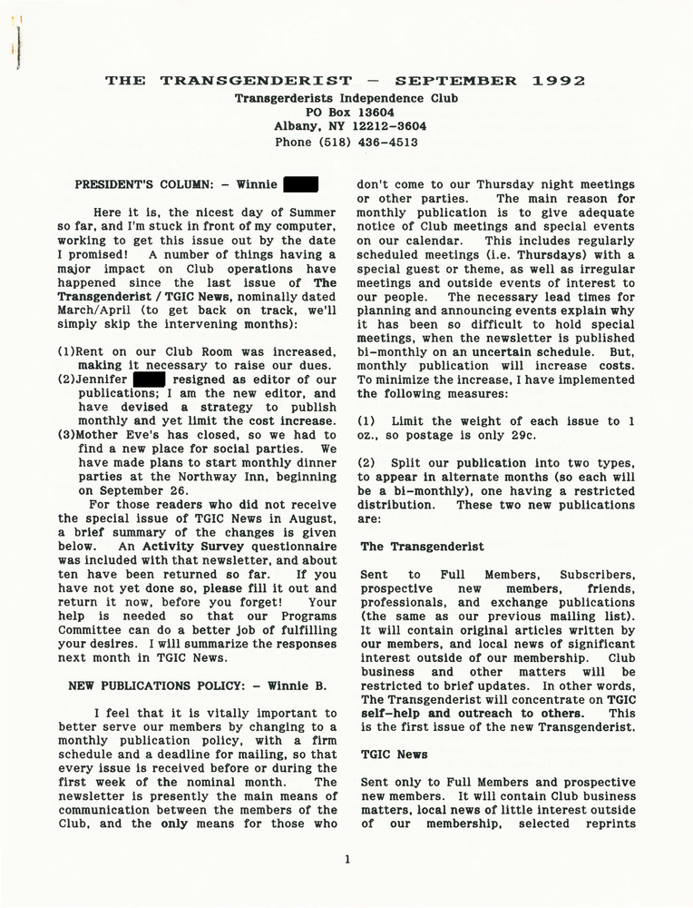 Download the full-sized PDF of The Transgenderist (September, 1992)