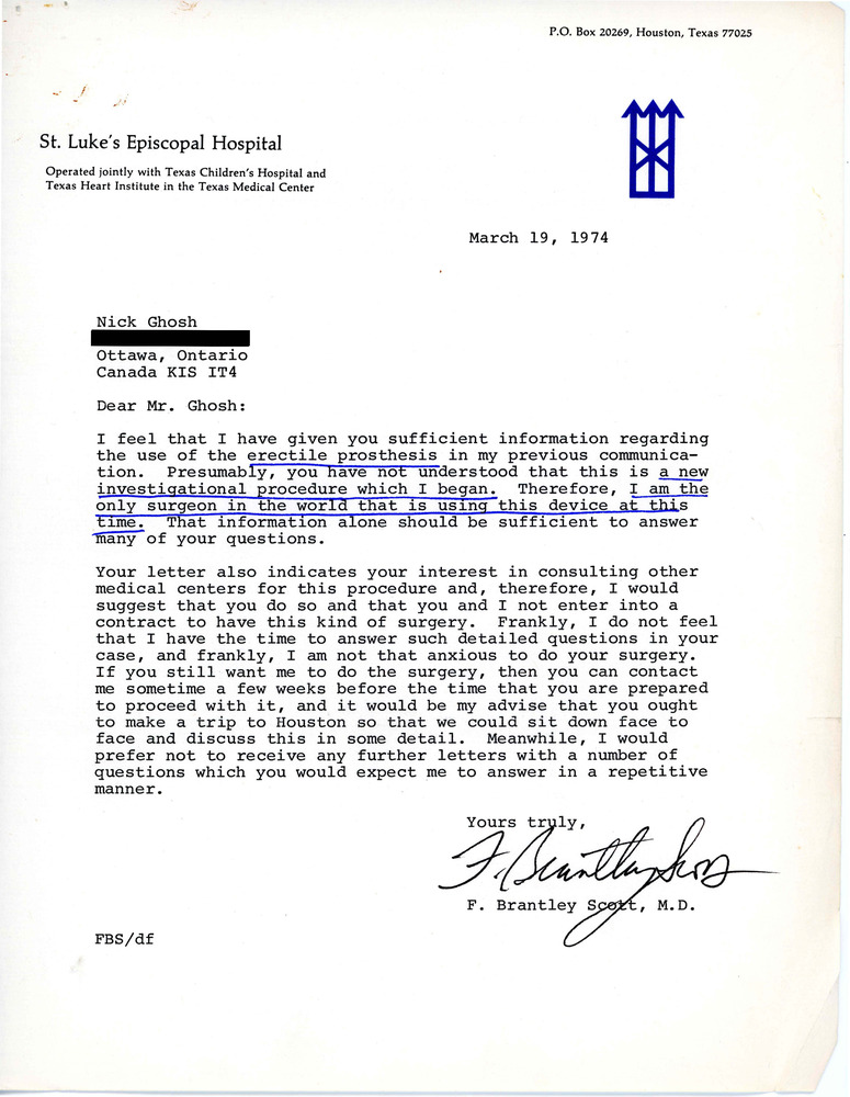 Download the full-sized PDF of Letter from F. Brantley Scott to Rupert Raj (March 19, 1974)