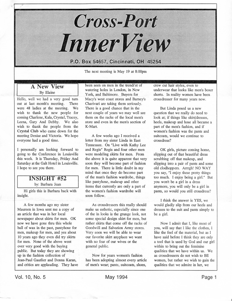 Download the full-sized PDF of Cross-Port InnerView, Vol. 10 No. 5 (May, 1994)