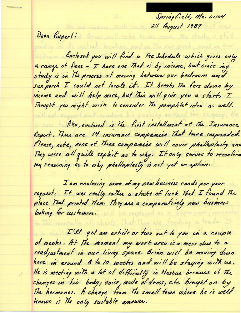 Download the full-sized PDF of Letter from Stephen E. Parent to Rupert Raj (August 24, 1987)